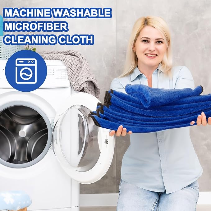 Tallew 50 Pcs Microfiber Towels:16"x16" Microfiber Drying Towels Bulk Micro Fiber Car Cleaning Cloth for Cars Drying Washing Polishing Office Windows Cleaning Household Supplies (Blue)