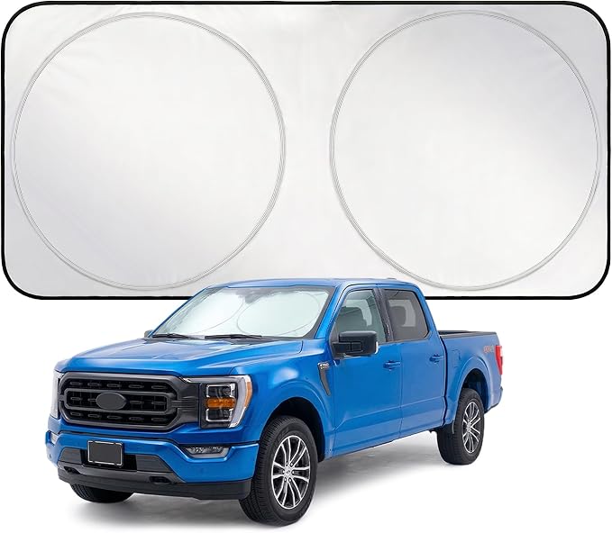 EzyShade Windshield Sun Shade with Shield-X Reflective Technology. See Vehicle Size-Chart. Foldable 1-Piece Car Sunshade Front Windshield Window Car SUV Truck. Sun Visor Heat Shield. Large (L) Size