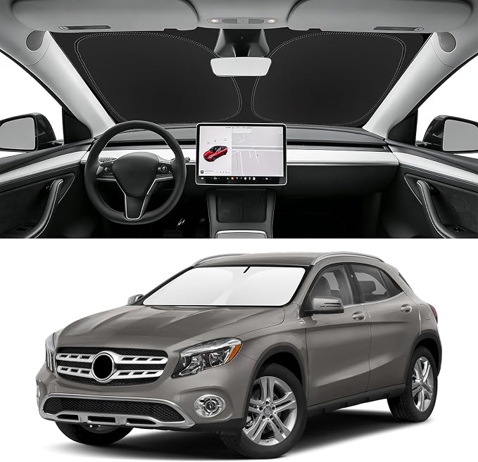 Custom Fit Windshield Sun Shade for Mercedes-Benz GLA 2015-2020, Blocks UV & Heat, Front Window Sunshade Accessories, Easy Fold & Store Keep Your Car Cooler