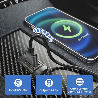 Anina USB Port Car Charger for Toyota, Male to Female USB Power Socket Adapter, Panel Flush Mount Extension Cable for Camry RAV4 Corolla Highlander, Square Vehicle Dash Port for IOS Android (34*23mm)