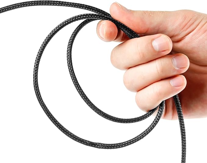 Xuniea 96ft Wire Loom Braided Cable Sleeve Covers Cord Management with 127 Pcs Tube Heat Shrinkable for Audio Video Cable Cord Protectors from Pets(1/2, 1/4, 3/8 Inch,Black and Blue)