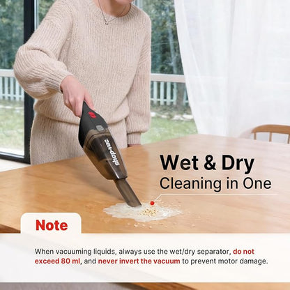 Shop-Vac Wet/Dry Handheld Vacuum Cordless, Powerful Portable Car Vacuum Rechargeable, Wall-Mounted Hand Vac with Crevice Tool, Lightweight Hand Vacuum for Home & Car, Washable Filter, Black
