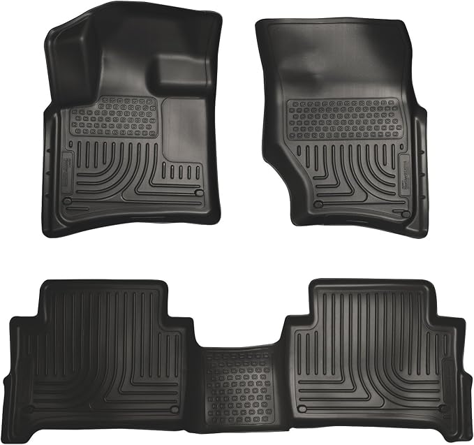 Husky Liners Weatherbeater Floor Mats | Fits 2007-2015 Audi Q7 | Front & 2nd Row, 3-pc Black - 96421