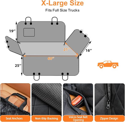 URPOWER Dog Car Seat Cover for Pets 100% Waterproof Seat Cover Hammock 600D Heavy Duty Scratch Proof Nonslip Durable Soft Back Seat Covers for Full Size Trucks