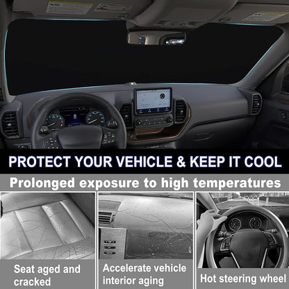 Windshield Sun Shade for 2021-2026 Ford Bronco Sport| Fully Covered Foldable Front Window Sun Visor| 310T Polyester| UV Heat Insulation Protection| Outdoor Camping (Not for Bronco Model)
