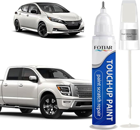 Pearl White Tricoat(QAB) Touch up Paint for Nissan-Exact Match Scratch Repair Kit 2-In-1 Premium Car Paint Pen for Chips & Nicks