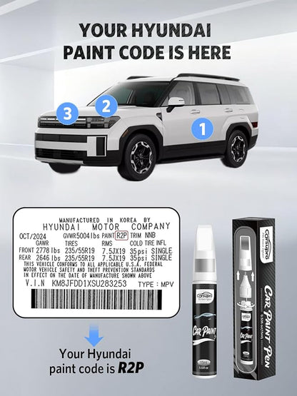 Amazon Gray(A5G) for Hyundai Touch Up Paint Pen, 2 in 1 Car Scratch Remover with Pen Tip and Brush, Precise Color Match for Car Paint Scratch Repair, Quickly and Easily Fix Chips and Nicks