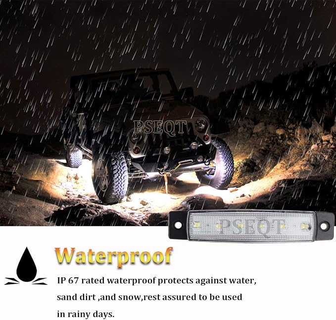 PSEQT 10 Pcs LED Rock Strip Lights Car Underglow Wheel Fender Well Lighting Kits Waterproof for Golf Cart Wrangler Offroad Truck RV UTV ATV Snowmobile (White)