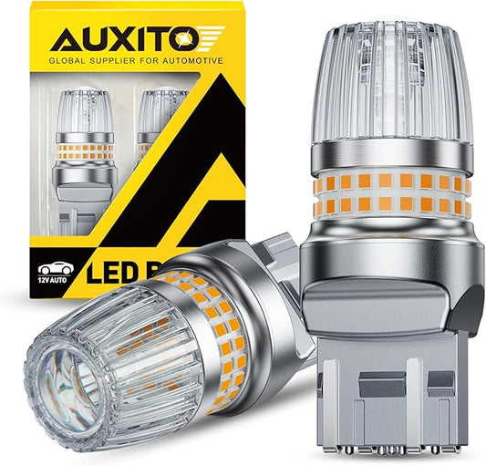 AUXITO Latest 7440 7443 LED Bulb Amber Yellow Turn Signal Lights, 700% Brighter 7441 7444 T20 992 WY21W LED Bulbs with Projector for Parking Blinker Tail Brake Signal DRL Marker Light, Pack of 2
