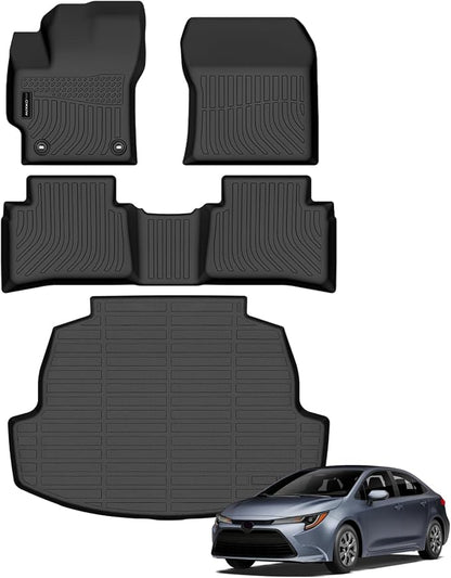 Auxko All Weather Floor Mats Cargo Mat Fit for Toyota Corolla Sedan 2026 2025-2020 TPE Floor Liner Trunk Mat Corolla Accessories All Season Odorless Anti-Slip Black