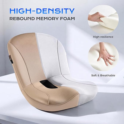 Coverado Car Seat Cushion and Lumbar Support Pillow One Piece, Napa Leather Memory Foam Ergonomic Back Support Driving Seat Cushion for Back Pain, Non-Slip Washable Cushion for Car, Driver, Office
