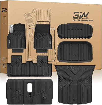 3W Full Set Floor Mats for Tesla New Model Y Juniper 2025 2026 Only for Standard, TPE All Weather Cargo Liners, Trunk Mats, Seat Back Cover Protector, Model Y Accessories(Not Fit Premium/Performance)