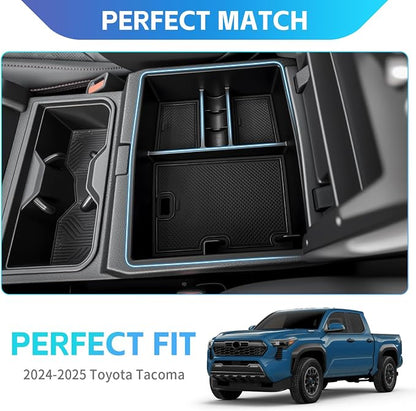 Console Organizer Fits for 2024 2025 2026 Toyota Tacoma Center Console Tray Armrest Storage Box Compatible with Tacoma Interior Accessories