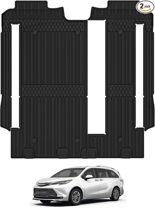 3W Floor Mat Fit Toyota Sienna 2021-2026 (Only for 8 Seat), TPE All Weather Custom Fit Floor Liner for Toyota Sienna LE/XLE, Full Cover Protection 2nd and 3rd Row Car Mats, Black