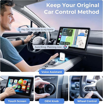 Wireless Carplay Adapter for iPhone, Convert Wired Car Play to Wireless, 2 in 1 Plug and Play Mini CarPlay and Android Auto Adapter for iOS 10 Android 11 and Above, Cars with Built-in Carplay (White)