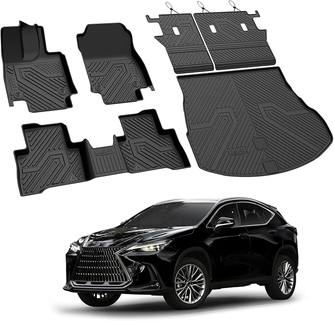 LASFIT Floor Mats for Lexus NX 350h/NX 450h+ Hybrid 2022-2026 (Not Fit Gas (250,350)), All Weather Cargo Mats TPE Floor Liners&Backrest Mats for NX350h Accessories, Trunk&Cargo Liners for NX450h+