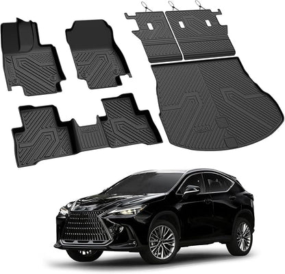 LASFIT Floor Mats for Lexus NX 350h/NX 450h+ Hybrid 2022-2026 (Not Fit Gas (250,350)), All Weather Cargo Mats TPE Floor Liners&Backrest Mats for NX350h Accessories, Trunk&Cargo Liners for NX450h+