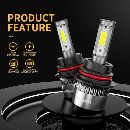 𝟫𝟢𝟢𝟦 6500K White 800% Brightness 40000LM, Non-Polarity Plug and Play with Fan, IP68 Waterproof Off-Road Light Bulbs, Pack of 2