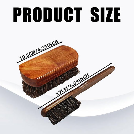 2 PCS Horse Hair Car Detailing Brush Set, Leather & Upholstery Cleaning Brush, Horse Hair Brush for Leather Universal for Car Interior Seat/Carpet, Furniture, Leather Shoes & Boots Care