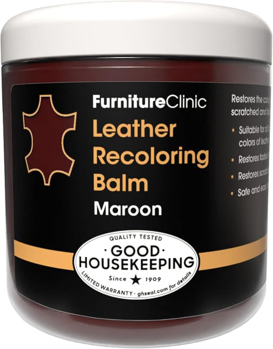Furniture Clinic The Original Leather Recoloring Balm | Maroon Leather Dye | Repair Scratched, Faded, & Worn Leather | Restore Your Leather Couches, Sofas, Car Seats, and Furniture|250 ml / 8.5 fl oz