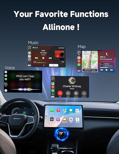 2026 Wireless CarPlay Adapter for iPhone ＆ Android Auto Mini Wired to Wireless Apple Car Play Adapter Plug & Play Compatible for iPhone iOS 10+ Android 11+ with After 2016 Cars