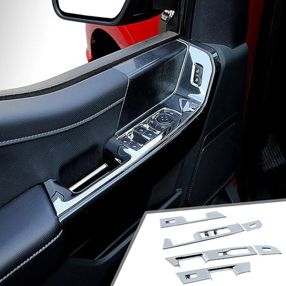 GZXinWei Chrome Interior Accessories for Ford F150 2021 2022 2023 2024 2025 2026 Door Window Control Switch Panel Trim Sticker Cover Decor Parts