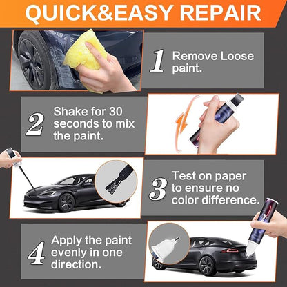 (Stealth Grey PN01) Car Touch up Paint Compatible with Tesla Model Y/3/X/S, Premium Car Scratch Remover for Deep Scratches, Car Paint Pen Scratch Repair Two-In-One Touch Up Paint