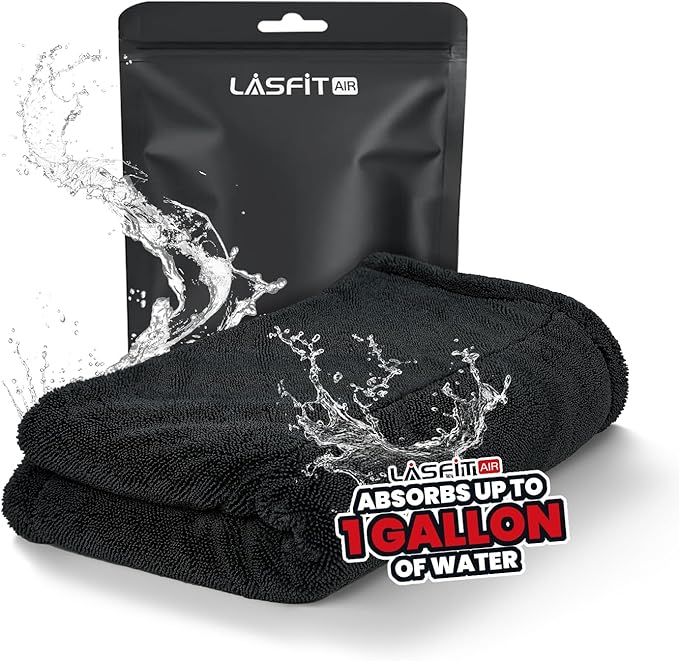 LASFIT Drying Towel, [2025 Upgraded] Large Super Absorbent Car Drying Towel for Car Detailing Streak Free, XL 1300 GSM Premium Ultra Soft Microfiber, Twisted-Loop Microfiber Towels for Cars