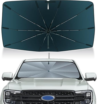 Autorder Windshield Sun Shade Umbrella for 2019-2025 Ford Ranger Accessories,Upgraded Ice Crystal Material,Easy Setup Umbrella Sunshade for Car Windshield,100% Sun Blocking