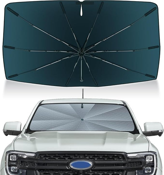 Autorder Windshield Sun Shade Umbrella for 2019-2025 Ford Ranger Accessories,Upgraded Ice Crystal Material,Easy Setup Umbrella Sunshade for Car Windshield,100% Sun Blocking