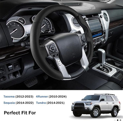 Fit for Tacoma(2012-2023) Steering Wheel Cover, Steering Wheel Cover for Toyota 4Runner(2010-2024) Tundra(2014-2021) Sequoia(2014-2022) Accessories (Perforated Black)