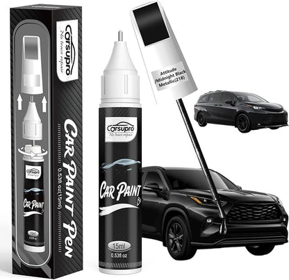 Attitude/Midnight Black Metallic(218) for Toyota Touch Up Paint Pen, 2 in 1 Car Scratch Remover with Pen Tip and Brush, Precise Color Match for Car Paint Scratch Repair, Quickly and Easily Fix Chips and Nicks