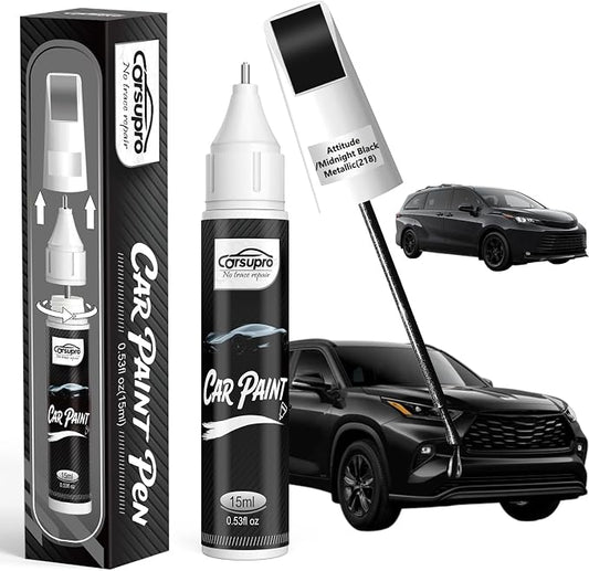 Attitude/Midnight Black Metallic(218) for Toyota Touch Up Paint Pen, 2 in 1 Car Scratch Remover with Pen Tip and Brush, Precise Color Match for Car Paint Scratch Repair, Quickly and Easily Fix Chips and Nicks