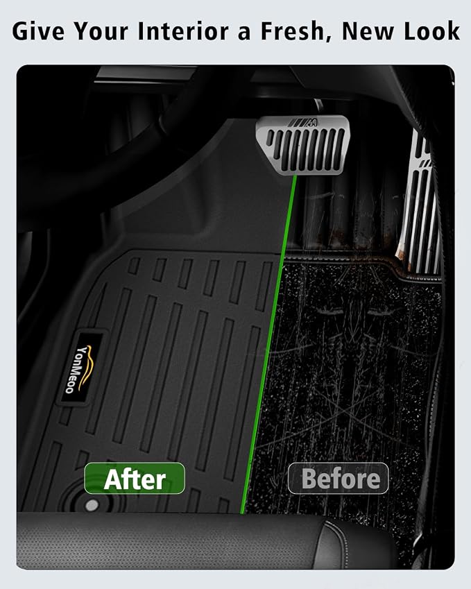 Floor Mats for 2014-2018 Chevy Silverado/GMC Sierra 1500 Crew Cab & 2015-2019 Silverado/Sierra 2500 HD/3500 HD Crew Cab,All Weather TPE Floor Liners Custom Fit for Chevy Silverado Full Set Car Mats