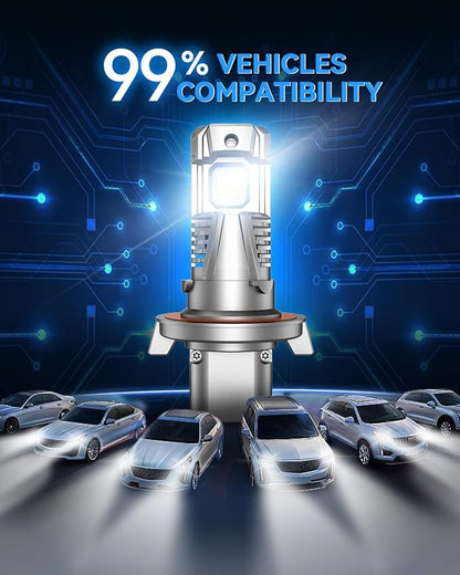 SEALIGHT H13 LED Bulbs, 90000LM 6500K Output Canbus Ready, H13/9008 For Powersports IP68 80000Hrs Lifespan, 1：1 Size Real Halogen, 3Mins Installation, 2 Pack