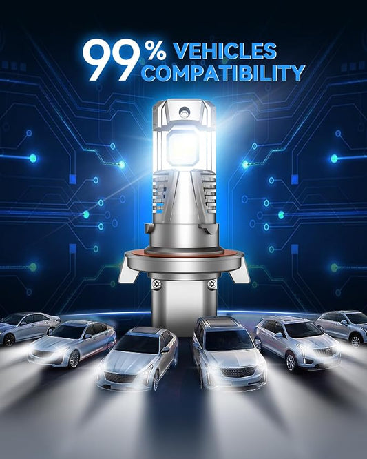 SEALIGHT H13 LED Bulbs, 90000LM 6500K Output Canbus Ready, H13/9008 For Powersports IP68 80000Hrs Lifespan, 1：1 Size Real Halogen, 3Mins Installation, 2 Pack