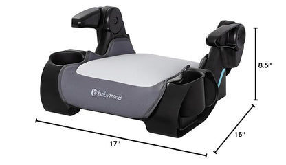 Baby Trend Protect Slim Backless Booster Seat, Madrid Grey – Slim Lightweight Design, Belt-Positioning Support, Dual Cup Holders, Comfortable Seating for Big Kids