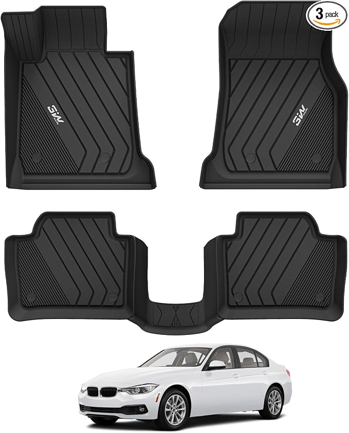 3W Floor Mats Fit for 2012-2018 BMW F30 3 Series 320i 328d 328i 330e 330i 335i 340i RWD & Sedan, TPE All Weather Custom Fit Floor Liner for 3 Series Full Set Car Mats (NOT for 335is & GT & X-Drive)