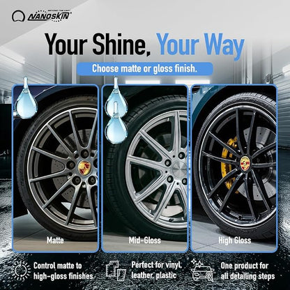 Nanoskin BLUE DRESS Premium Dressing 16 Oz. - Sprayable Interior & Exterior Dressing for Car Detailing | Works on Tire, Vinyl, Rubber, Plastic & Trim | Safe for Cars, Trucks, Motorcycles, RVs & More