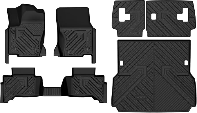 LASFIT Floor Mats for Toyota Land Cruiser 2026 2025 2024 2027, All Weather TPE Custom Fit Rear Trunk Mat for Land Cruiser Accessories, Land Cruiser Cargo&Backrest&Floor Mats