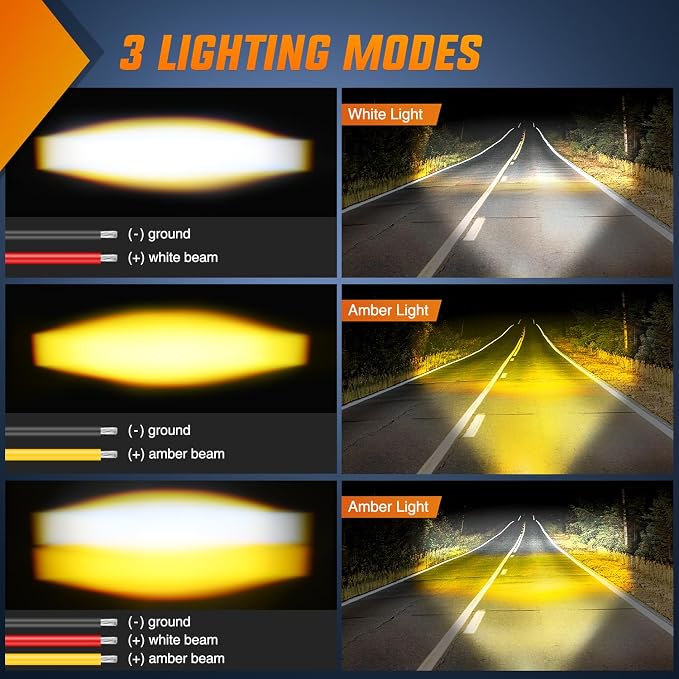 Nilight Motorcycle Driving Lights 2.5 inch White Amber Spot Beam Fog Light LED Pods IP67 Waterproof Auxiliary Offroad Lighting for Motorbike Dirt Bike e-Bike Scooter Snowmobile ATV UTV SUV Truck