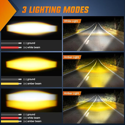 Nilight Motorcycle Driving Lights 2.5 inch White Amber Spot Beam Fog Light LED Pods IP67 Waterproof Auxiliary Offroad Lighting for Motorbike Dirt Bike e-Bike Scooter Snowmobile ATV UTV SUV Truck
