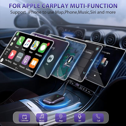 Wireless Carplay Adapter, 2025 Upgrade Converts Wired to Wireless Adapter for iPhone, Auto Connect Dongle for Apple Car Play, Bluetooth No Delay Control for Cars from 2016 and iOS 10+, Black
