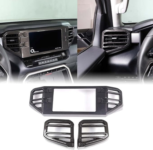 Car Center Console Air Conditioning Outlet Trim Cover Kit Compatible with Toyota Tundra/Sequoia 2022-2026, Dashboard Side A/C Vent Panel Decorative Frame Protection ABS Accessories, For 8-inch Screen