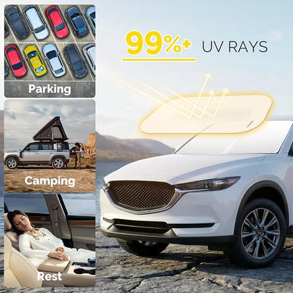 Car Windshield Sun Shade Compatible with 2017-2023 2024 2025 2026 Mazda CX-5 CX5 Accessories Sport, Touring, Grand Touring, 4 Door Crossover Foldable Sunshade Custom Windshield Sun Visor