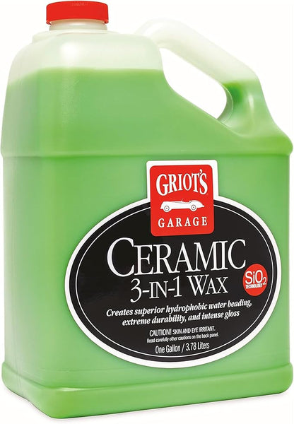 Griot’s Garage Ceramic 3-in-1 Wax, SiO2 Spray for Cars, Trucks, RV’s, Provides Protection and Water Beading on Paint, Wheels, Plastic, Rubber Trim, Chrome, and More, 10983, 1 Gallon