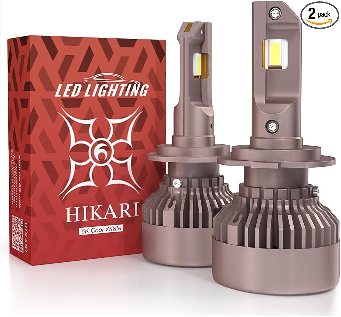 HIKARI WINGS H7 Fog Light, 80000LM Pure White 6000K LED Bulbs, Plug & Play IP68 Waterproof Pack of 2