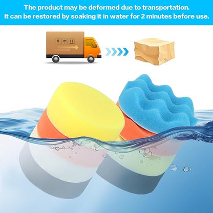 11Pcs Car Buffing Pads for Drill Polishing Kit, 3Inch Foam Polishing Pads, Car Buffers and Polishers Kit, Wool Pads Wax Buffer Drill Attachment with M10 Adapter