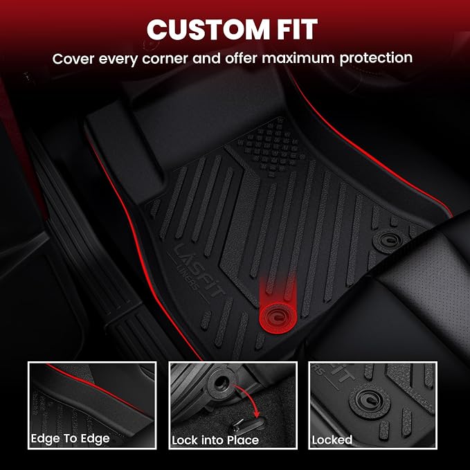 LASFIT Floor Mats & Cargo Mat for Nissan Sentra 2014-2019, Custom Fit TPE All Weather Easy Clean Durable No-Curling Floor Liners for Sentra 2019 2018 2017 2016-2014 Car Mats & Trunk Mat, Black