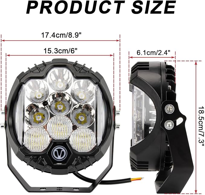 7 Inch Round Offroad Light - PSLER Driving Light Off Road 28W 5000LM Spot Flood Combo Work Light IP67 with DRL for Wrangler Pickup SUV ATV UTV Cart Trucks 4x4 F150（White）